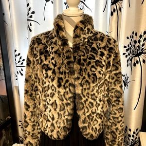 Faux fur leopard coat